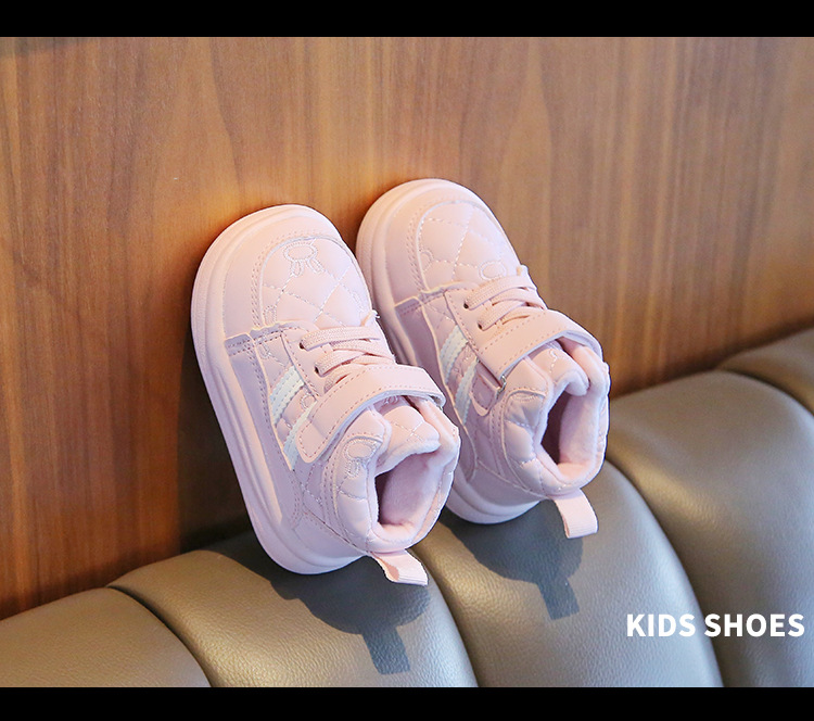 Winter children's sports with plush thick board warm bread men's and women's shoes, waterproof shoes_voghion.com