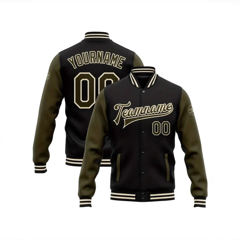 Men Letter Print Baseball Collar Bomber Jacket Loose Casual Sport Long Sleeve Varsity Jacket for Autumn Winter