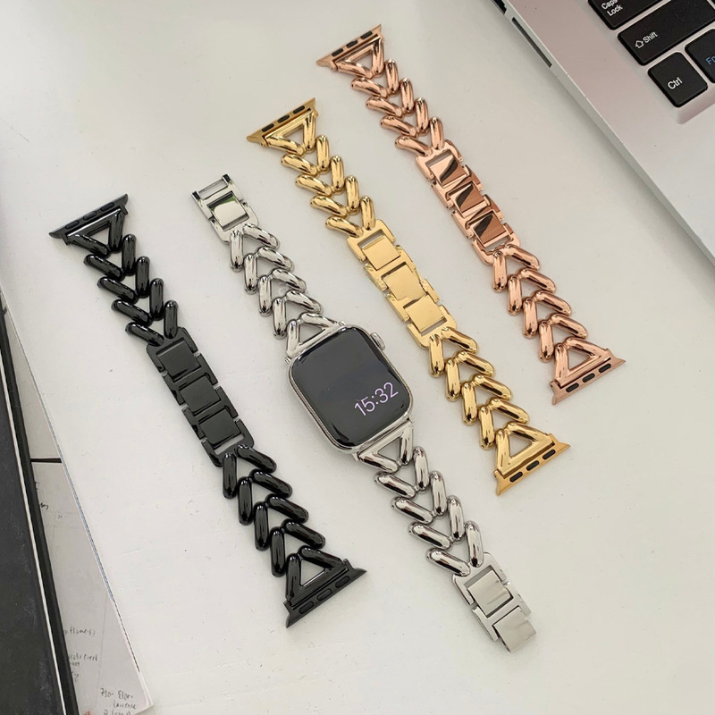 For Apple iWatch8 Eight Stainless Steel Strap Apple Watch76543SE Metal V Strap For Apple iWatch8 Eight Stainless Steel Strap Apple Watch76543SE Metal V Strap