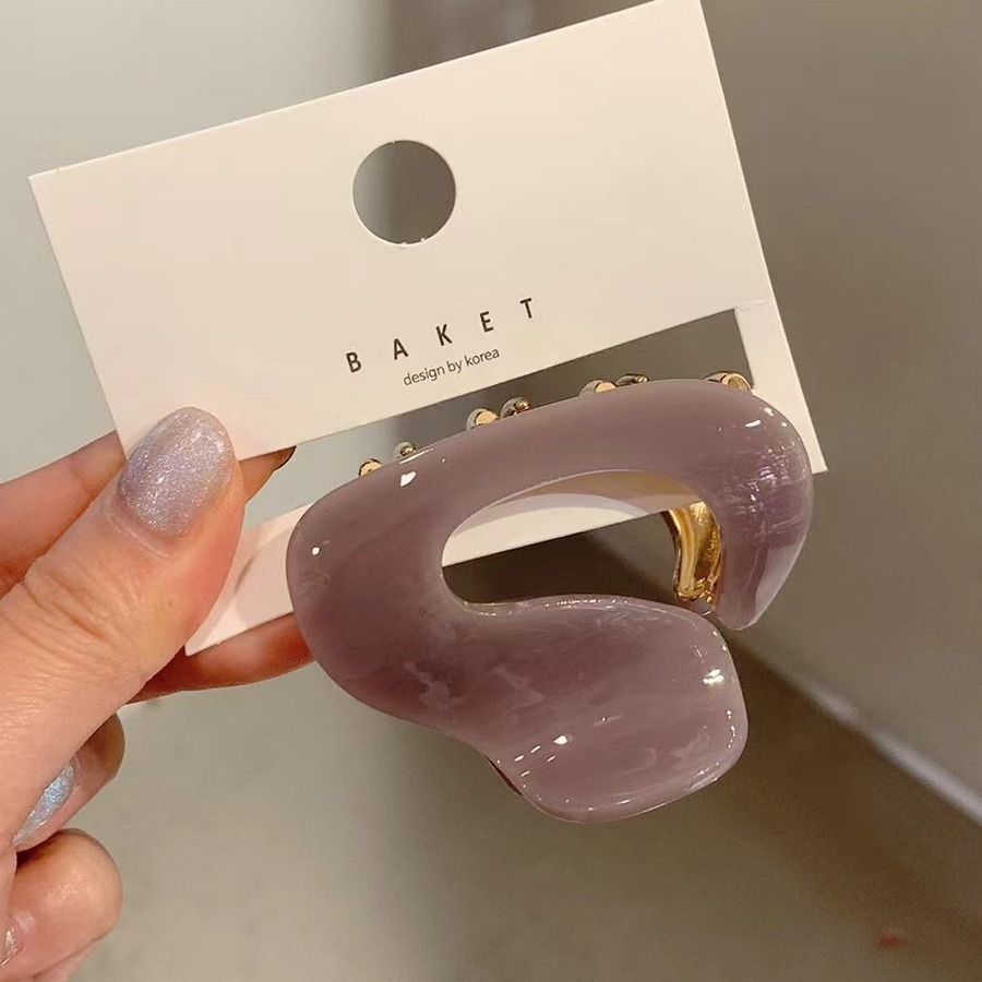 韓國bake t髮飾簡約設計感樹脂發抓夾復古氣質半扎鯊魚夾髮夾頭飾