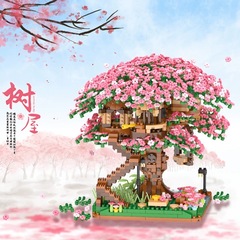さくらツリーハウス女の子手作りパズルビルディングブロックおもちゃ教育組立モデル装飾品ハイエンドの誕生日ギフト
