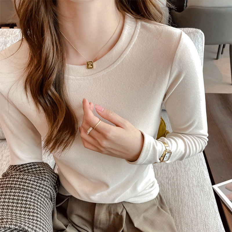 Premium Selection of Round-Neck Base Shirts for Women, Spring and Autumn 2026 New Style, Inner Wear, Slim-Fit, Solid Color, Long-Sleeve Tops