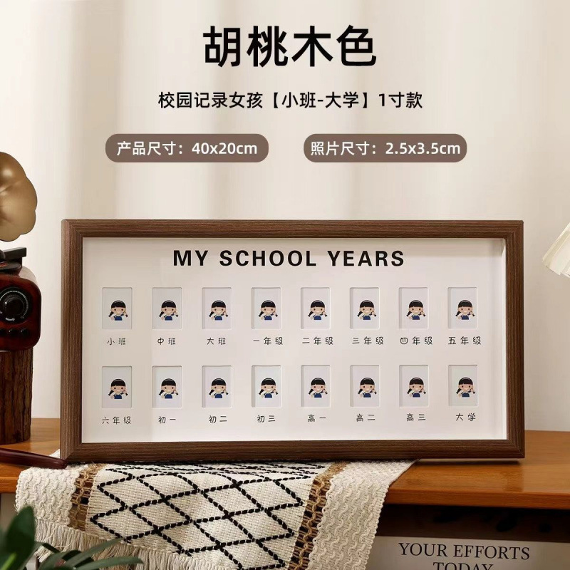 Marcos de fotos de crecimiento infantil conmemorativo de aniversario de un bebé de un año de edad 18 años iluminación del campus