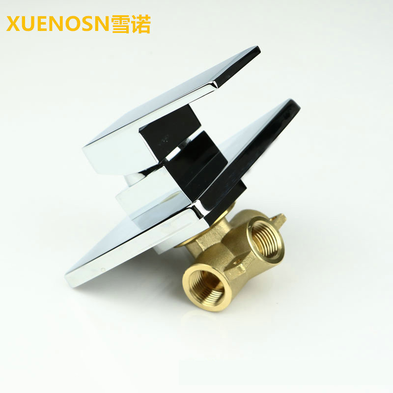 All-copper concealed cold and hot shower faucet, square three-way wall-mounted single-function mixing valve for cross-border bathing undefined