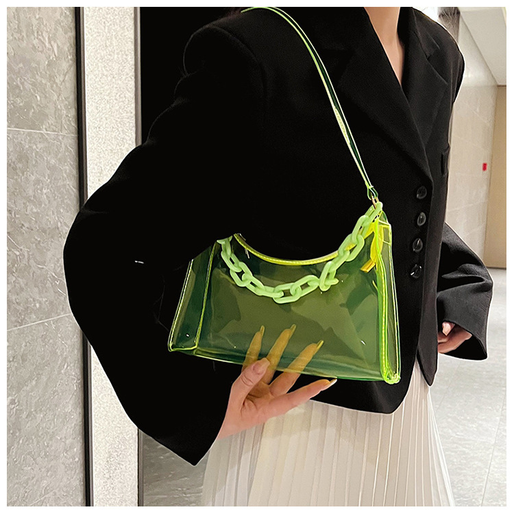 Femmes Petit Pvc Couleur Unie Vêtement De Rue Carré Fermeture Éclair Sac D'épaule Sac Bandoulière Sac Sous Les Bras display picture 1