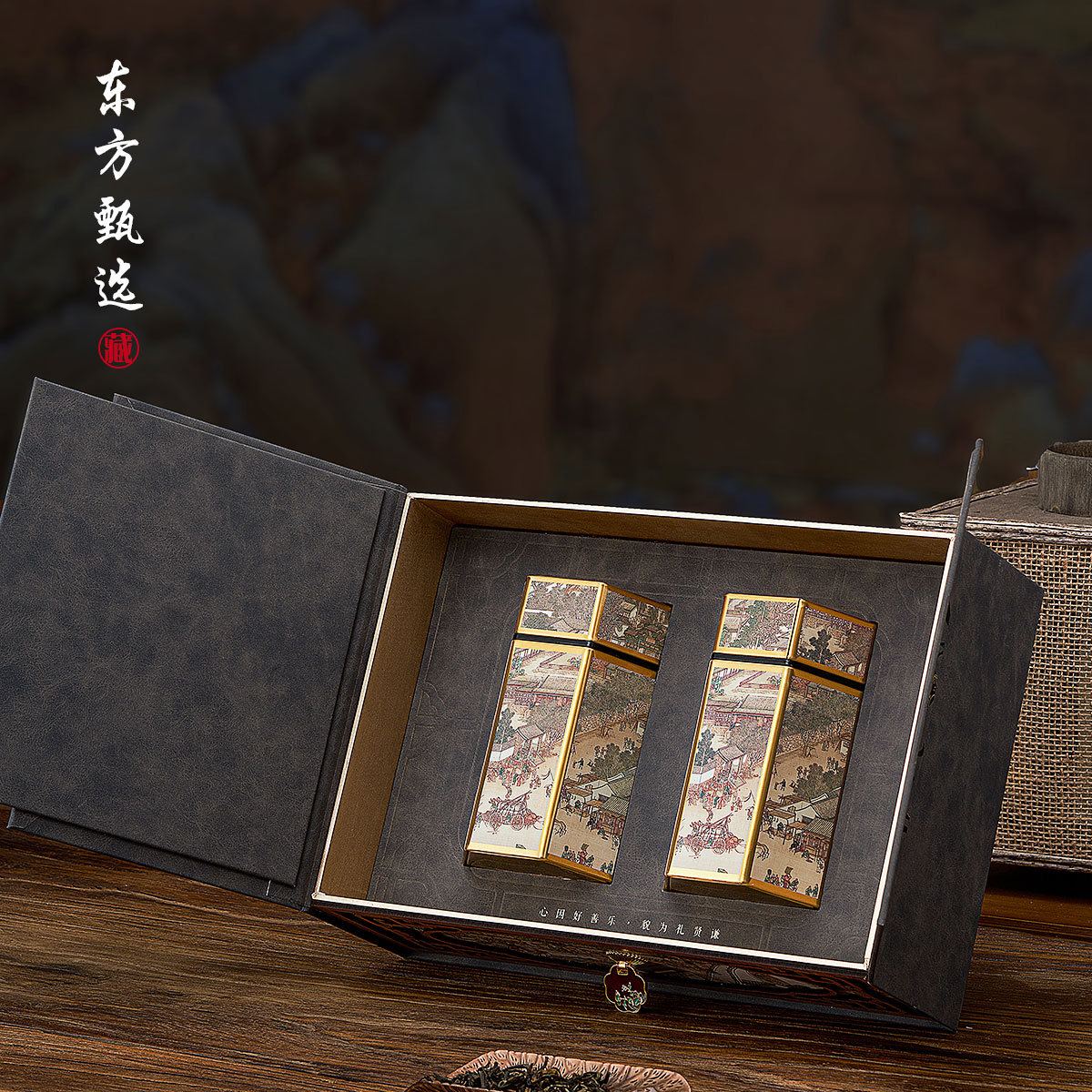 New Product Retro Chinese Style Tea Packaging Gift Box Empty Metal Tea Can Black Tea Green Tea Universal Packaging Box