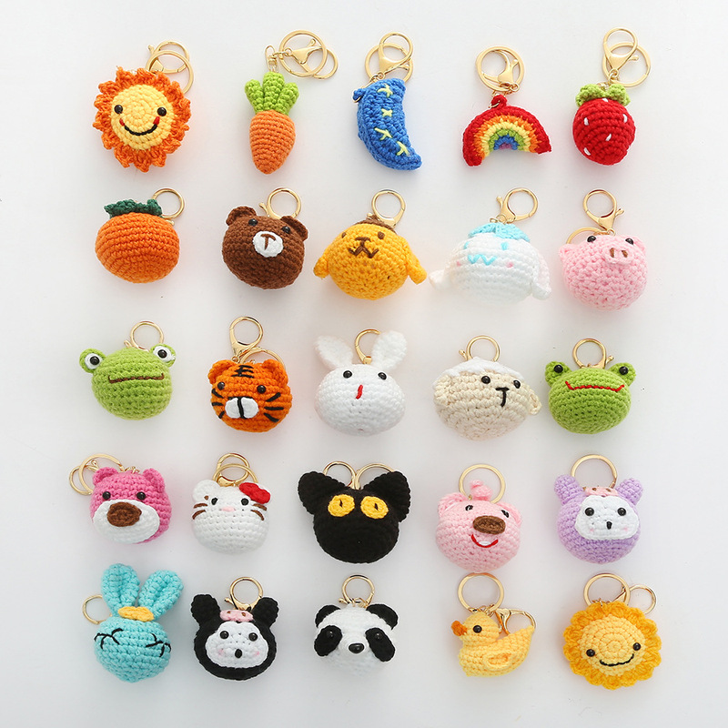 Autumn and winter new creative cartoon animal car hook wool crocheted doll gift bag pendant ornaments wholesale