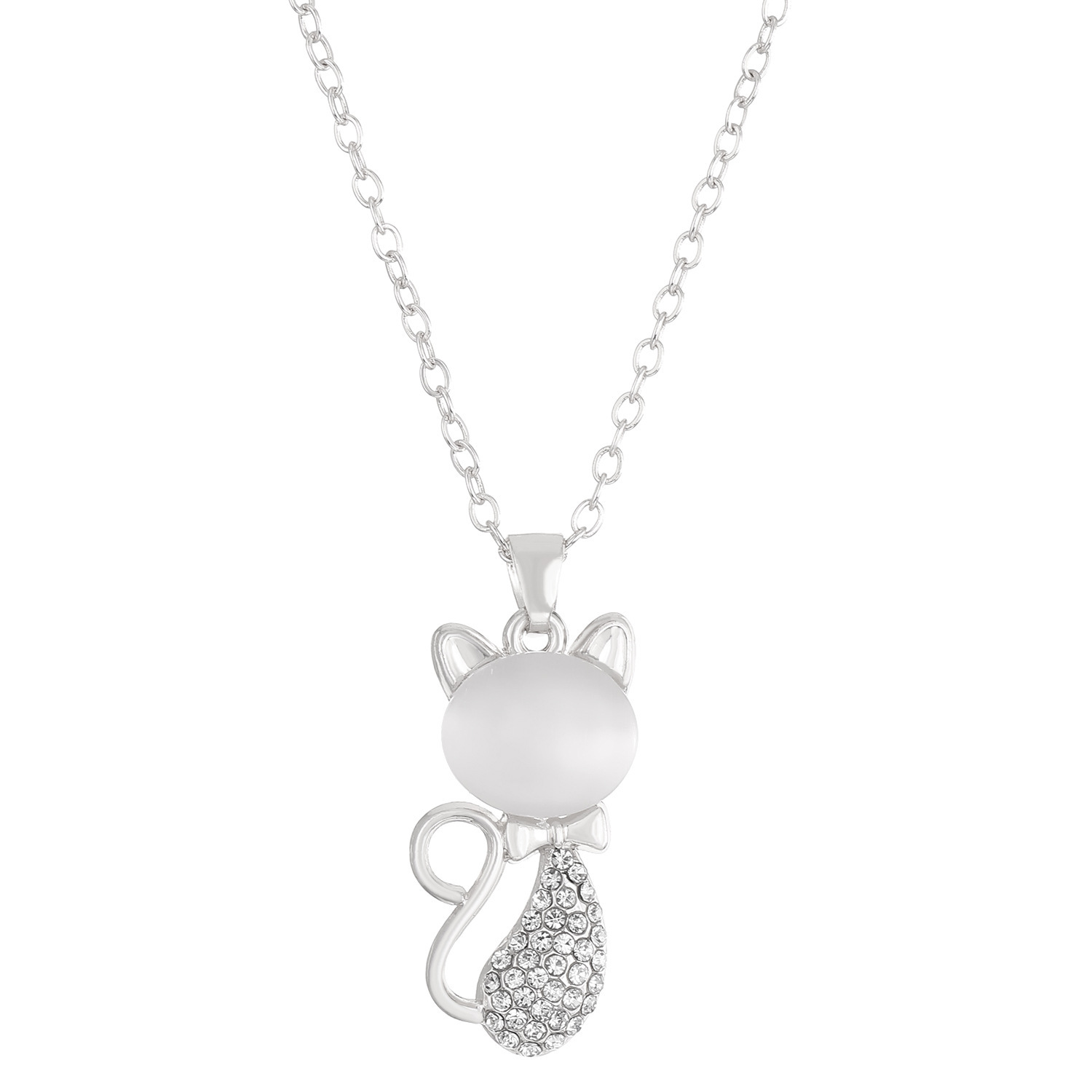 Fashion Design Exquisite Cute Cat's Eye Stone Cat Bracelet Necklace Earrings Dress Up Accessories Three-Piece Set Accessories_voghion.com