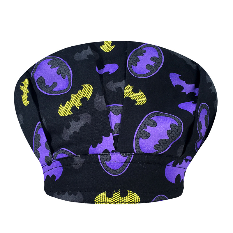 Sombrero de enfermera mujer chef cocinando cocina a prueba de aceite a prueba de humo pérdida de cabello sombrero esponjoso sombrero impreso puntera sombrero de trabajo ajuste elástico