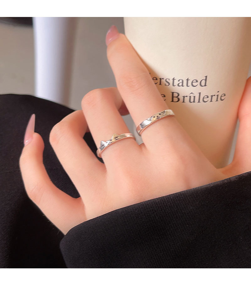 520爆款猫咪和小狗对戒情侣款食指戒设计感小众开口可调戒指批发详情17