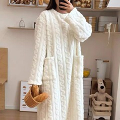 行走的大被子珊瑚绒长款睡袍家居服睡衣保暖冬季加绒加长睡袍睡裙