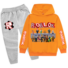 跨境货源Roblox热销印花图案儿童套装 帽衫卫衣+长裤 PB035-1XX