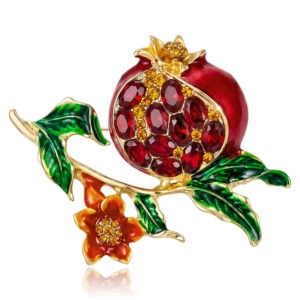 New enamel-inlaid diamond pomegranate brooch, a fashionable and elegant clothing accessory, directly from the manufacturer: BR6014