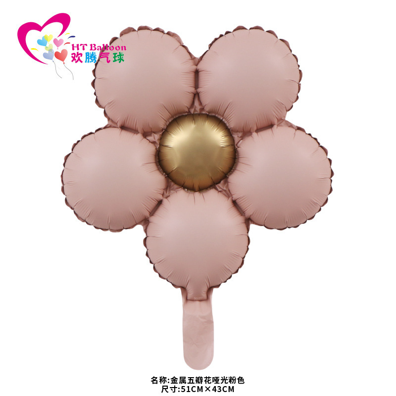 金属五瓣花哑光粉色ht