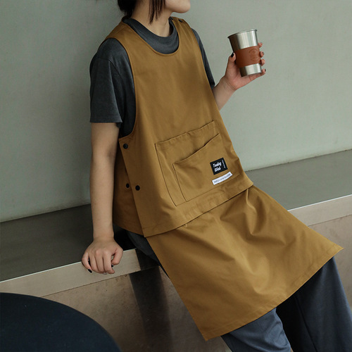 Workwear Apron Anti-stain Anti-oil Detachable Kitchen Dining Coffee Barber Shop Uniforms for Men and Women