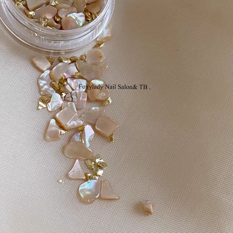 Imported Joujou Style Abalone Natural Shell Slices Milk Tea Nude Color Mixed with Gold Particles