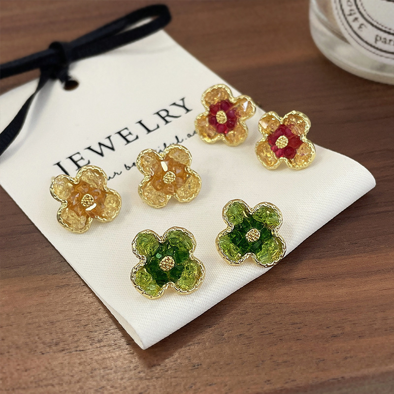yellow cute fresh green earrings