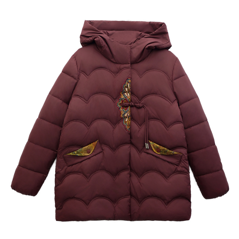 Mamá ropa de invierno de pluma de algodón de aire corto de 2024 nuevo estilo de mediana edad china ropa de algodón cálida abrigo de mujer