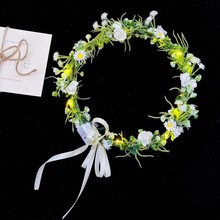 森系简约清新花环发光头饰新娘头环花朵发饰婚纱拍照海边度假饰品