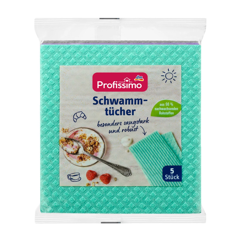 ドイツdm百清潔布木質綿怠け者雑巾強吸水両面皿洗いスポンジ布キッチンクリーニングタオル卸売り