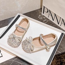 女童水晶公主鞋新款儿童小皮鞋艾莎亮晶晶配礼服鞋春秋季演出单鞋