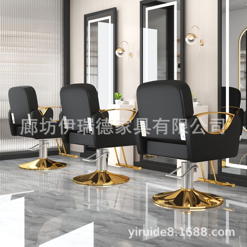 Silla de peluquería, peluquería, barbería, asiento giratorio, silla de corte de pelo simple de acero inoxidable, silla elevadora de afeitado inclinable