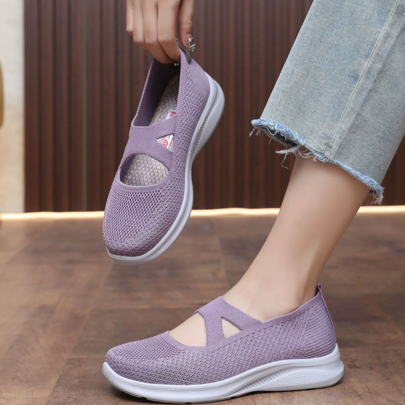 Трансграничная обувь из полиуретана больших размеров, Спортивная повседневная обувь для внешней торговли, ленивая Тканевая обувь, женская легкая дышащая нескользящая обувь для мам