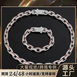 10mm双色铜微镶锆石古巴链 欧美跨境热销嘻哈   个性配饰工厂直供