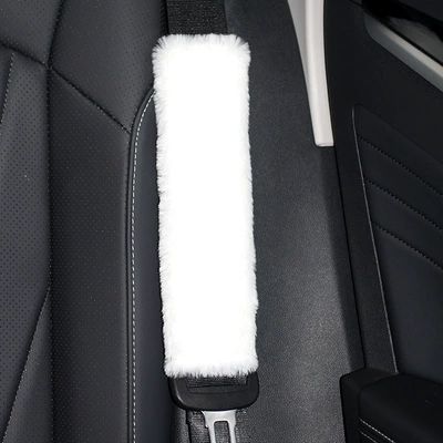 New Imitation Rabbit Fur Seatbelt Shoulder Pads, Imitation Wool Car Accessories, Winter Plush Seatbelt Covers, Car Interior (Seat belt shoulder pad) - white-short-plush-imitation-rabbit-fur-shoulder-pads-bulk