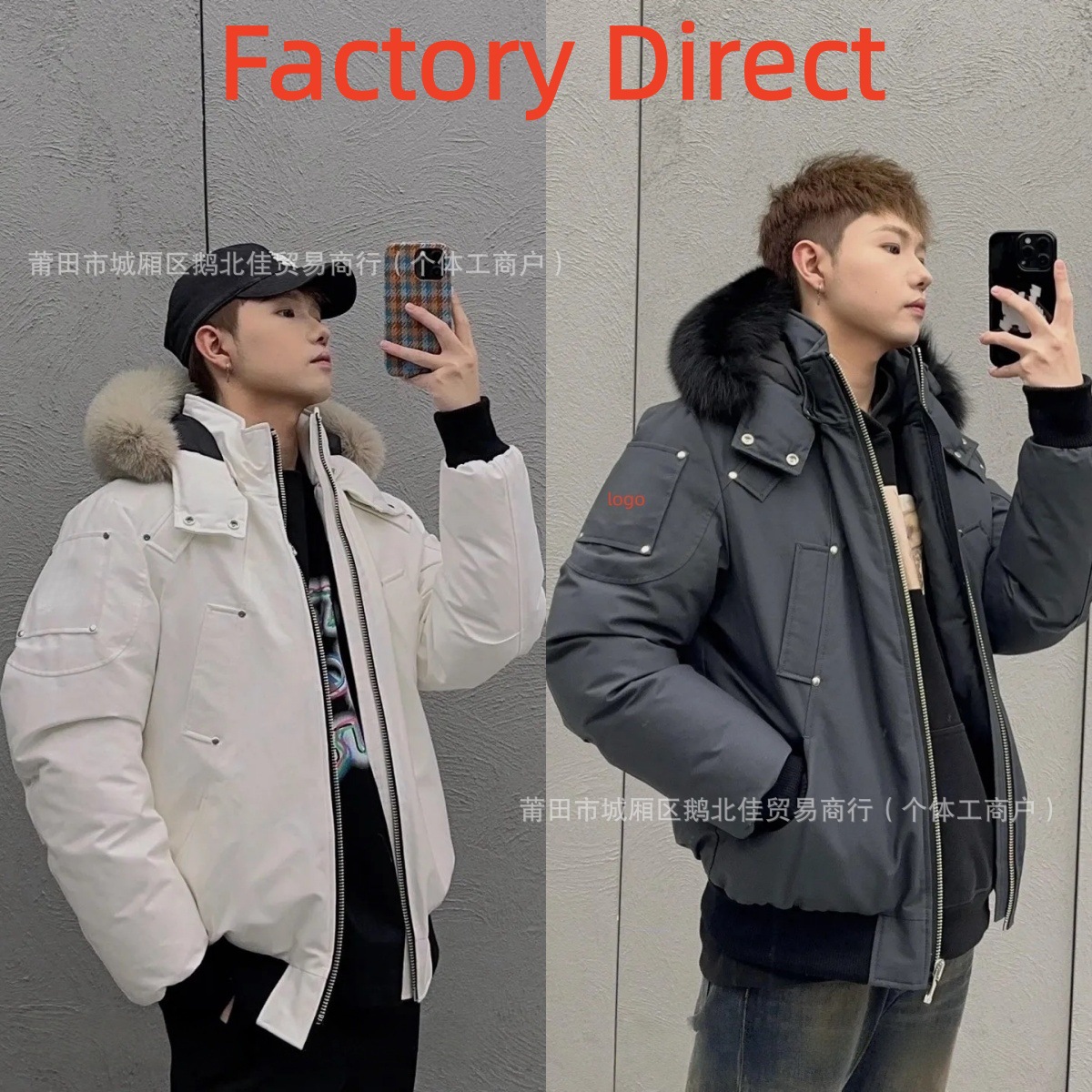 Cross-Border Moose 3Q Shearling down Jacket 02 Model Canadian Men's Bomber Jacket Short Fox Fur Coat