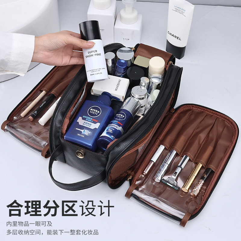 Bolso cosmético multifuncional de doble cremallera para hombre, bolsa de lavado de viaje nueva portátil de gran capacidad, bolsa de almacenamiento de cosméticos