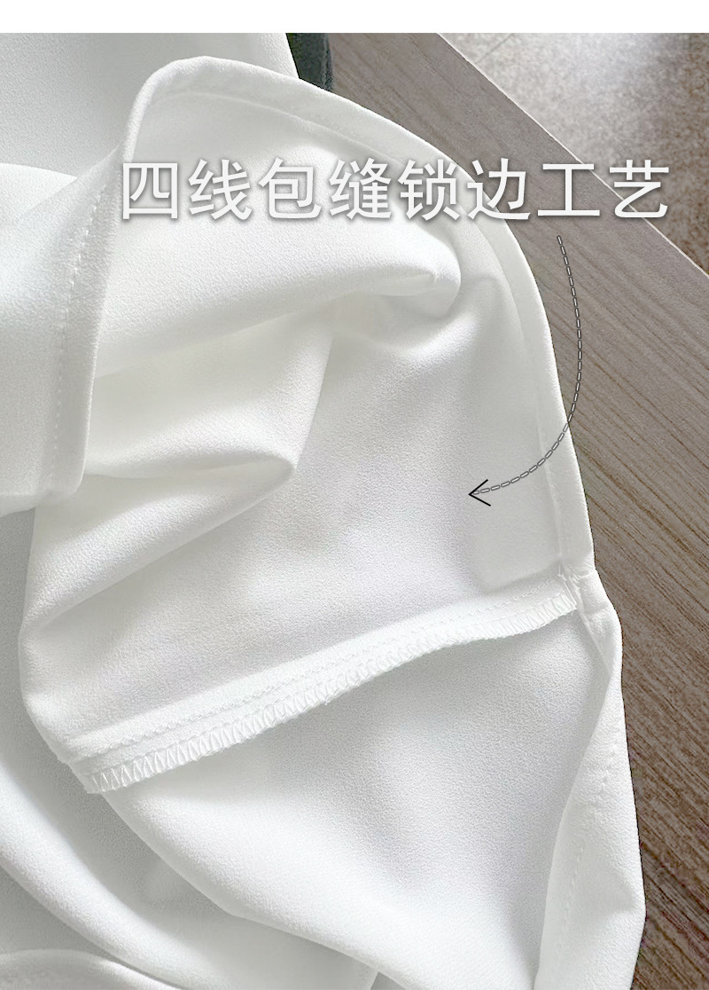 Áo sơ mi voan nữ dài tay công sở cỡ lớn — Áo sơ mi trắng dài tay không cúc chi tiết 14