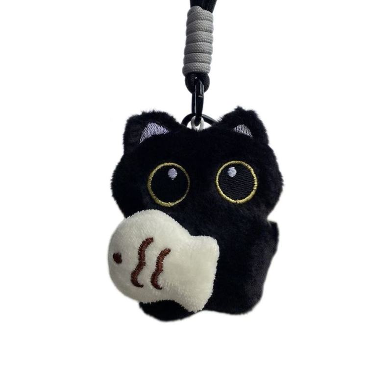 超かわいい小さな黒猫のペンダント、パーソナライズされたかわいいぬいぐるみ、手織りのストラップ、親友へのマルチカラーギフト|undefined