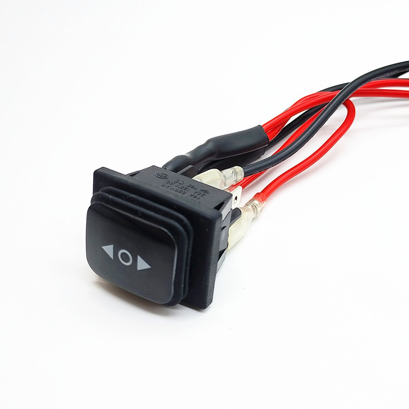 防水船型开关 KCD4 三挡六脚 双复位带线翘板开关 全黑双箭头按钮