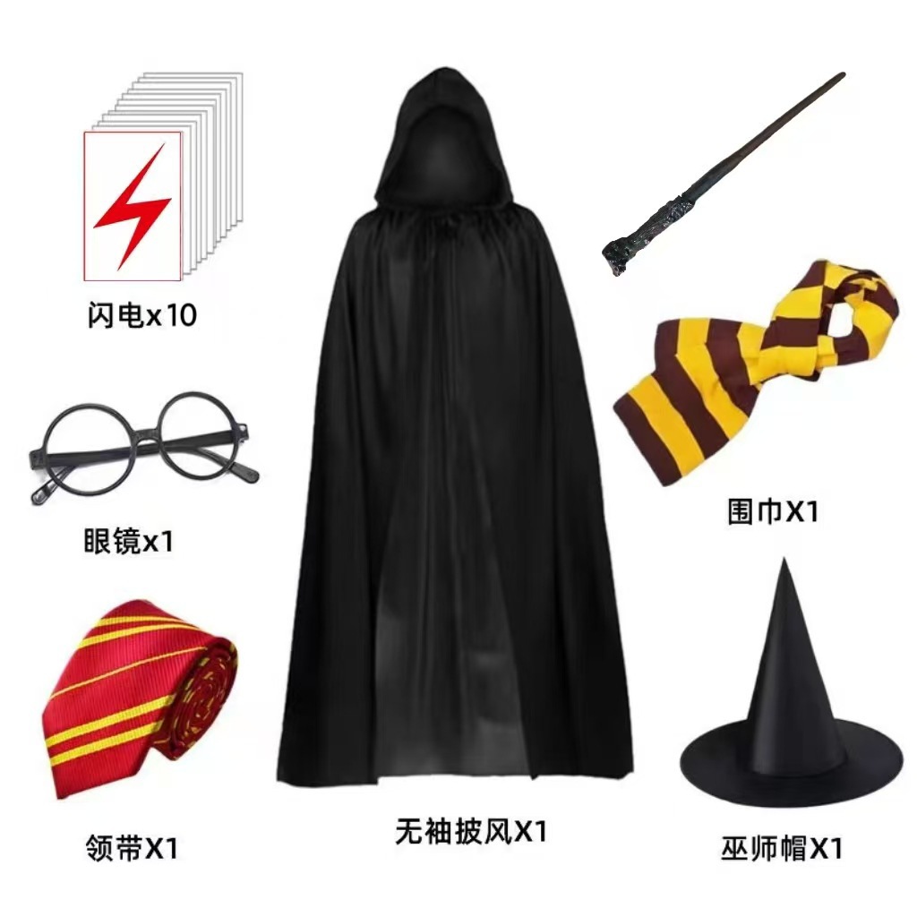 Halloween Satin Cloak Cos Death Cloak Vampire Robe Party Costume Adult and Kidsren Black Cloak