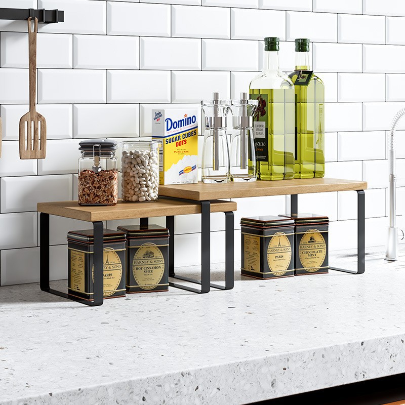 Retractable Kitchen Storage Rack Cabinet Cabinet Inner Layered Rack Cabinet Partition Multi-Layer Pot Rack Seasoning Bowl and Dish Storage Rack