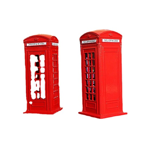 European retro London metal telephone booth piggy bank keychain creative home crafts iron telephone booth