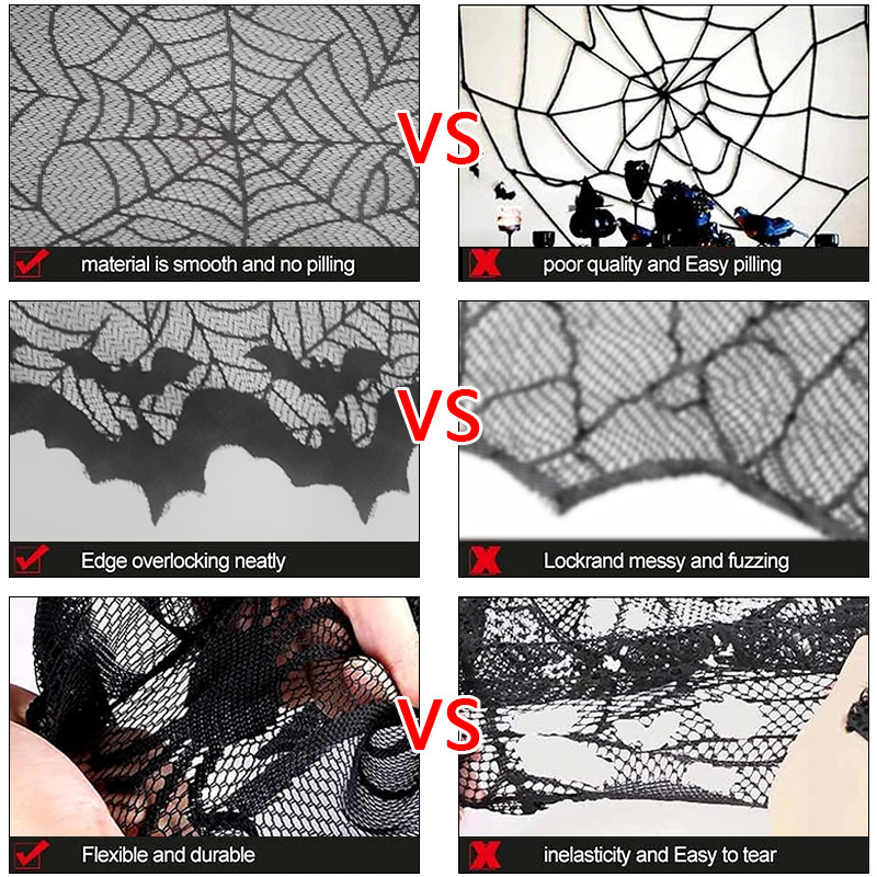 Europa y los Estados Unidos Halloween encaje negro murciélago toallas cortinas nuevas ventas transfronterizas TEMU en stock