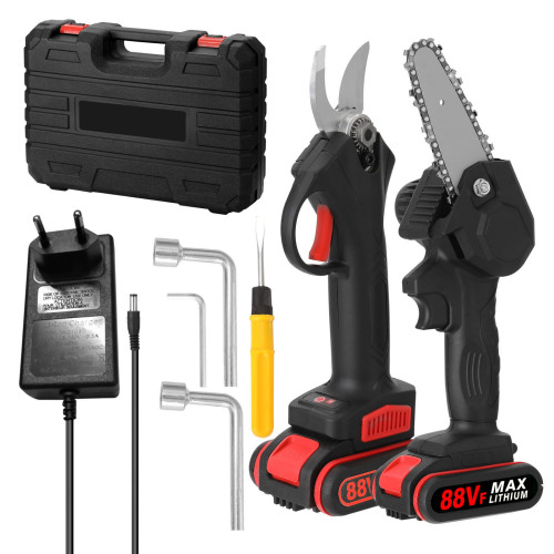 Mini Electric Chain Saw Electric Logging Saw Small Electric Pruning Hedge Trimmer Garden Branch Cutter Electric Pruning Lithium Battery Cutter Set