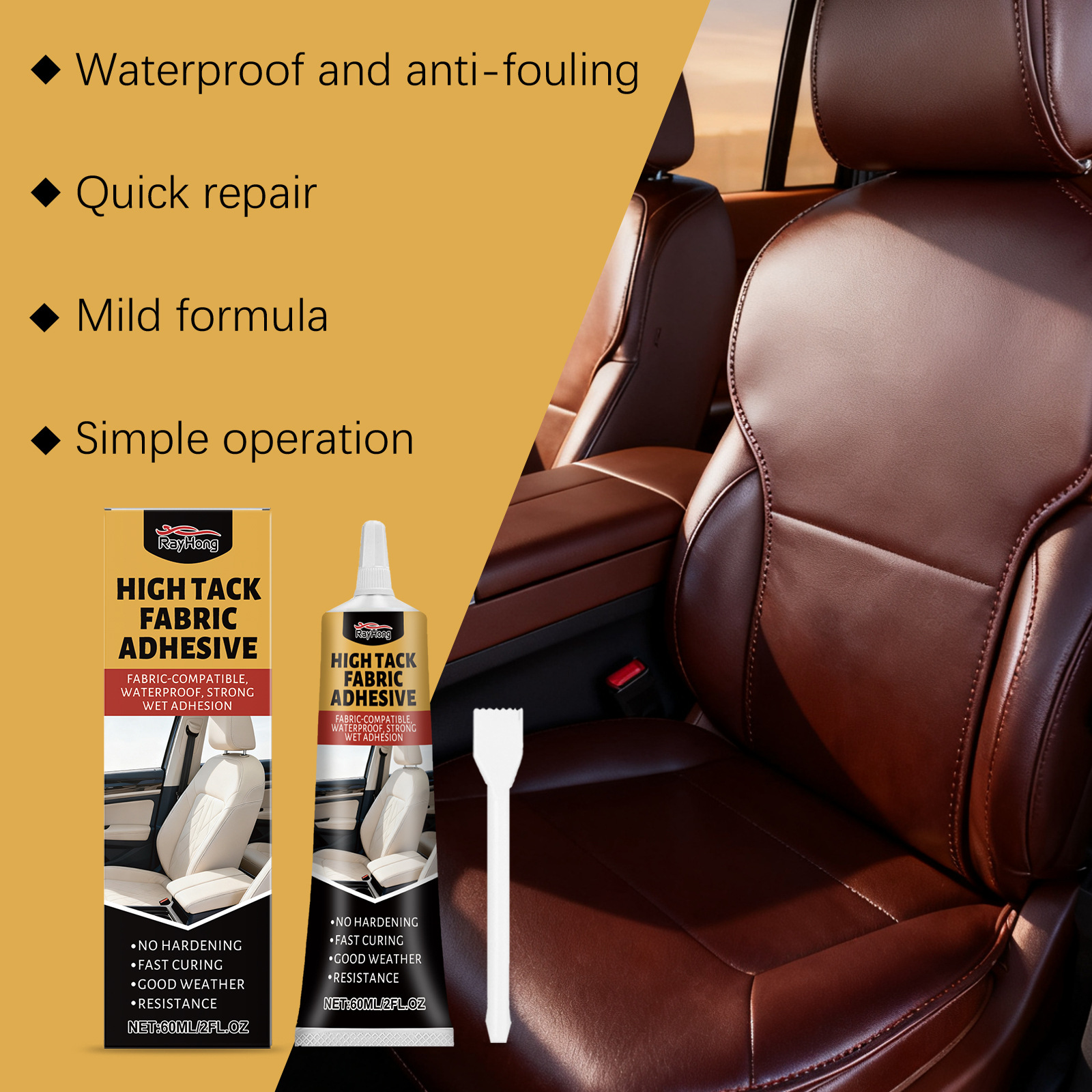 RAYHONG adhesivo de reparación de tejido adhesivo de cuero adhesivo de tejido impermeable duradero adhesivo sin costuras