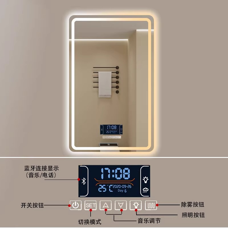 Modelo B - Sensor corporal - Sonido Bluetooth - Tiempo y temperatura - Eliminación de niebla - Luz tricolor