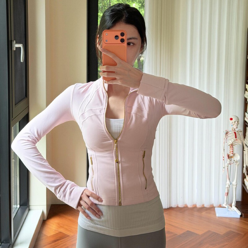 Lulu Original Label Same Style Define Short Stand-Up Collar Jacket Quick-Dry Slim-Fit Top Fitness Running Wear Yoga Jacket
