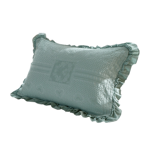 Pure cotton waffle European style elegant lace large pillowcase envelope type non-slip non-falling pillowcase 100% cotton