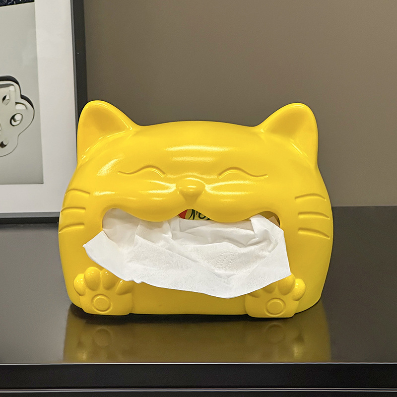 クリエイティブなハイエンドの笑顔の猫のティッシュボックス、自宅のリビングルーム、寝室、レストランのデスクトップティッシュボックスの装飾装飾品|undefined