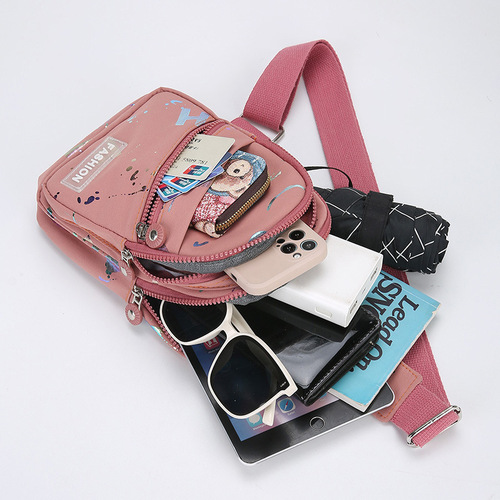 Chest bag for women, versatile new trendy Oxford cloth shoulder crossbody bag, fashionable travel chest small backpack crossbody bag