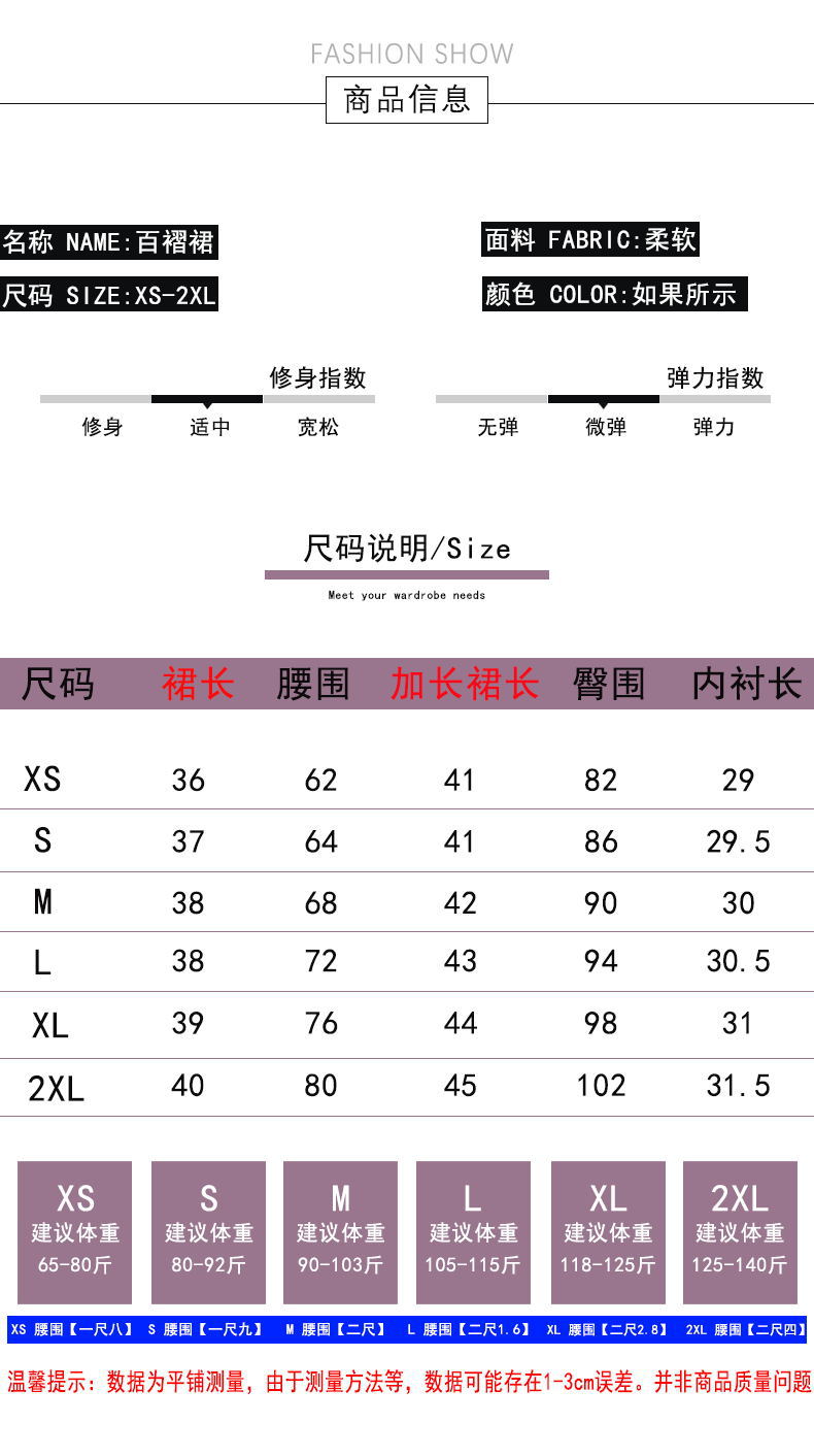 Correct size chart for wrinkle