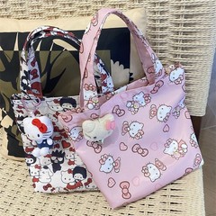 ケイティ猫のハンドバッグはピンクでかわいい小方バッグKitty猫高颜値キャンバスバッグ百合弁当ハンドバッグ