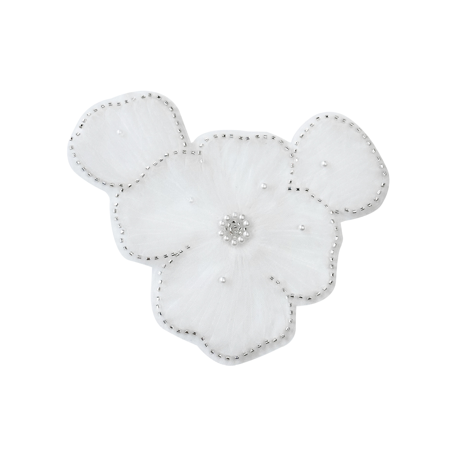 Perlas de alta calidad de bordado de flores pesadas bordadas flores blancas flores de pecho tridimensionales vestido de boda bolsas zapatos sombreros decoración
