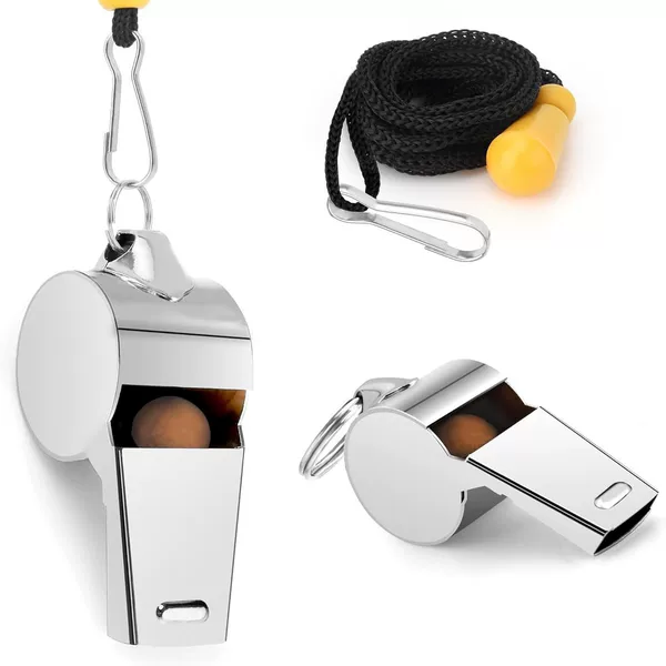 Cross-border in stock generation subcontracted stainless steel adjustment bead lanyard whistle survival lifesaving big volume coach referee whistle