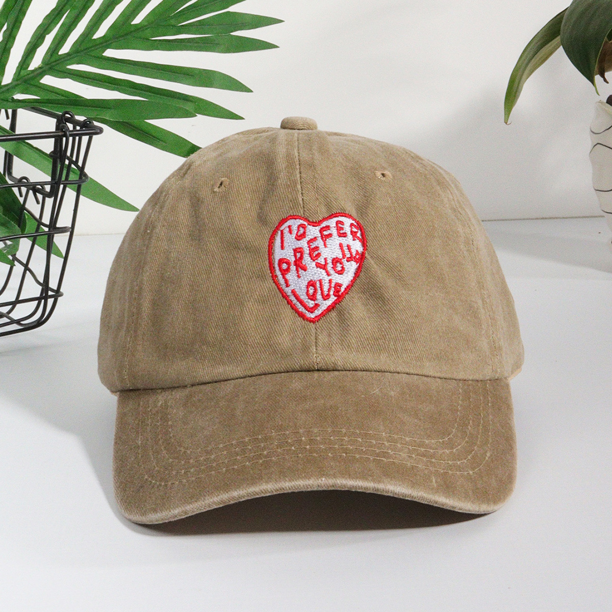 Cappellino da baseball unisex con testa grande, berretto ricamato con lettera d'amore, protezione solare alla moda_voghion.com